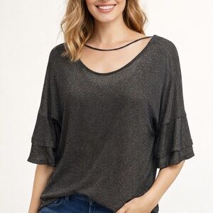 Only Black Metallic Blouse